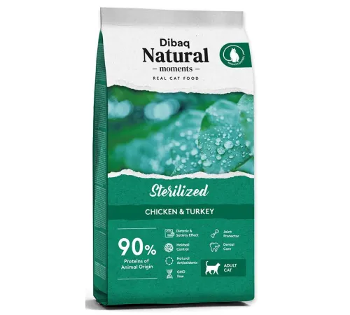 Dibaq Natural Moments Cat Sterilized (Курица, индейка), 2 кг