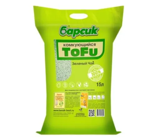 Барсик Наполнитель TOFU Зелёный Чай, 15 л