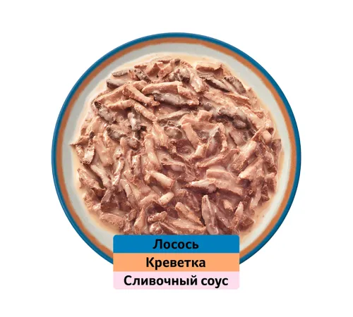 Whiskas Аппетитный микс (сливочный соус, креветки, лосось), 75 г х 28 шт (уп)