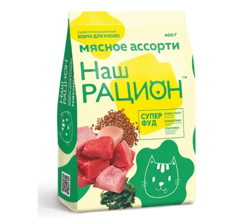Наш рацион корм для кошек (Мясное ассорти), 400 г