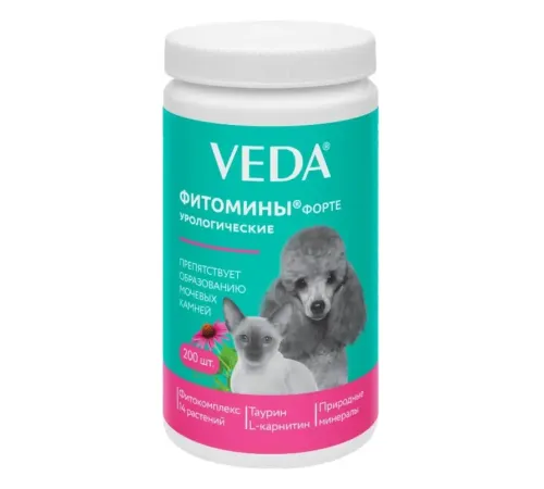 VEDA Фитомины Форте урологические собакам и кошкам, 200 таб