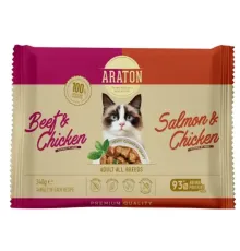 Araton Набор паучей для кошек (Говядина, лосось, курица), 85 г х 4 шт