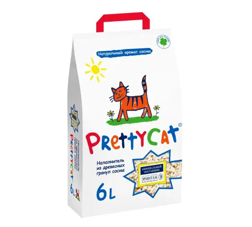 PrettyCat Наполнитель древесный Wood Granules, 2 кг (6 л)