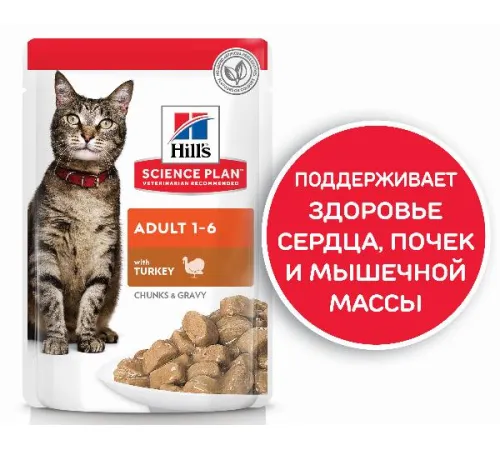 Hill's Science Plan Влажный корм для кошек для поддержания жизненной энергии и иммунитета (индейка) 85 г х 10 шт