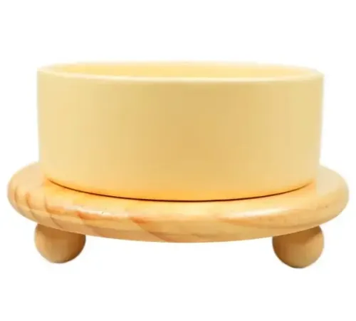 Mr.Kranch Миска на бамбуковой подставке Bamboo, желтая, 850 мл