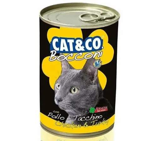 Adragna Cat&Co Кусочки курицы и индейки в соусе, 405 г