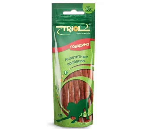 Triol PT03 Колбаски из говядины, 40 г