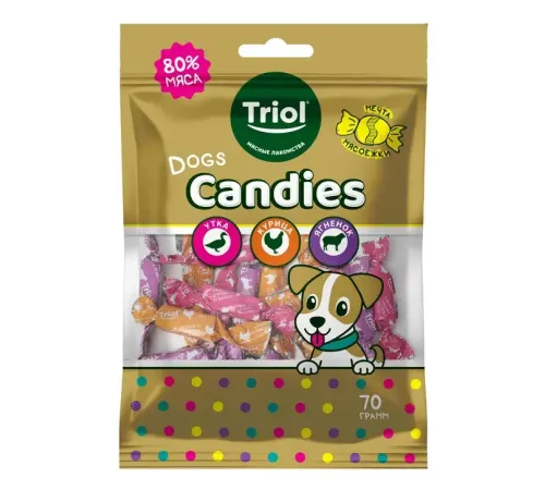 Triol FUN FOOD Конфеты мясные из курицы, утки, ягненка, 70 г