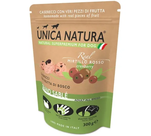 Unica Natura Real Grand Sable Печенье для собак с клюквой 300 г