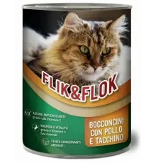 Morando Flik&Flok Cat Кусочки с курицей и индейкой, 405 г