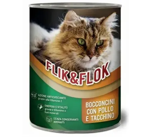Morando Flik&Flok Cat Кусочки с курицей и индейкой, 405 г