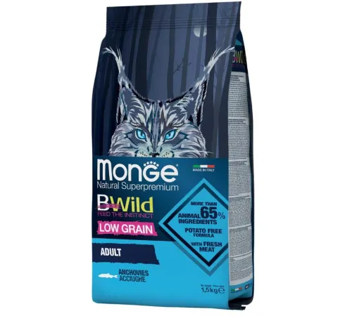 Monge Cat Bwild Low Grain Adult (Анчоус) 1,5 кг