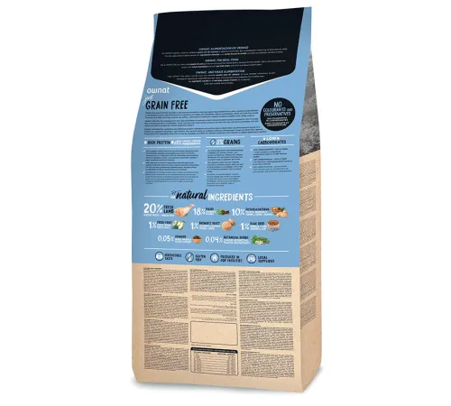 OWNAT Just Grain Free Adult Dog (Ягненок), 14 кг