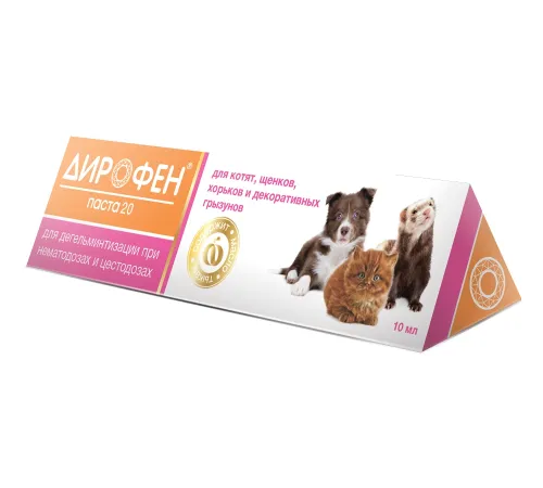 Apicenna Дирофен-Паста 20 для котят, щенков, хорьков и декоративных грызунов, 10 мл
