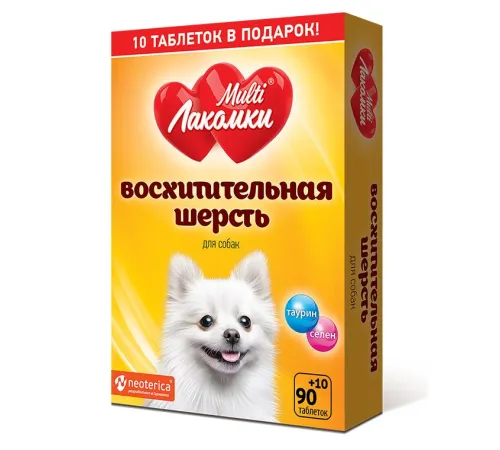 MultiЛакомки Восхитительная шерсть для собак, 100 таб.