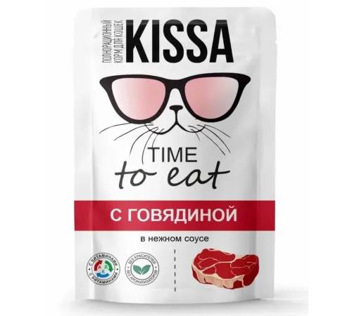 Kissa Пауч для кошек (Говядина в соусе), 75 г