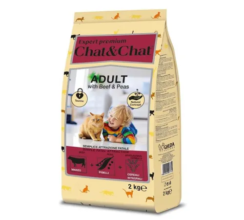 Chat&Chat Expert Adult Cat (Говядина и горох), 2 кг