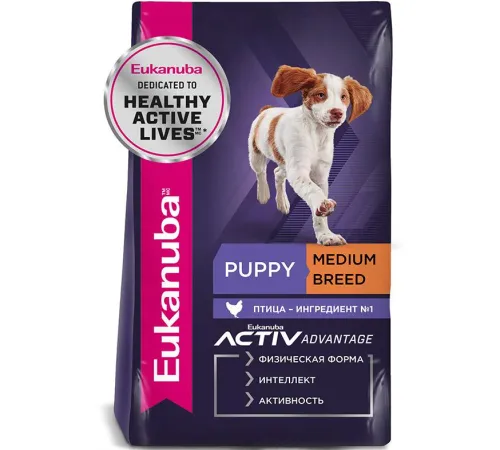 Eukanuba Puppy Medium Breed (Птица), 800 г