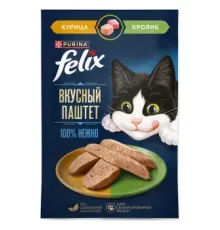Felix Вкусный паштет для взрослых кошек (Курица и кролик), 75 г