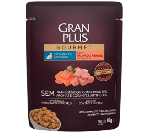 Granplus Gourmet Sterilized Пауч для кошек (Лосось и цыпленок), 85 г