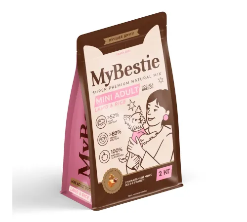 MyBestie Mini Adult Dog (Ягненок, рис), 800 г