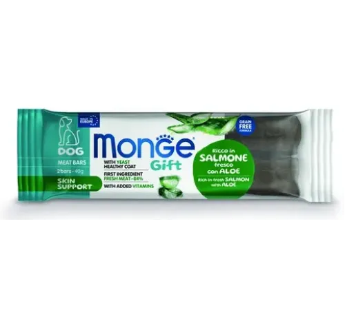 Monge Gift Skin Support Dog Мясные батончики со свежим лососем, алоэ вера и дрожжами, 40 г