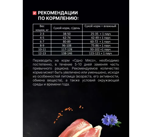 Одно мясо для стерилизованных кошек (Утка), 400 г