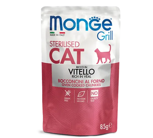Monge Пауч Grill Adult Sterilised Cat (Телятина), 85 г
