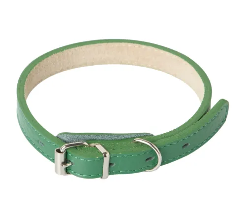 Mr.Kranch Ошейник кожаный прямой, зеленый, 24-30 см