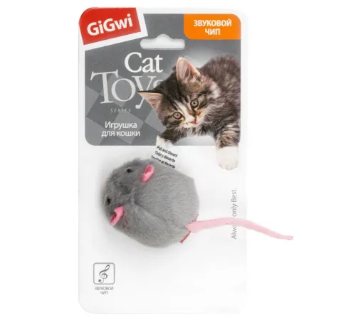 GiGwi MELODY CHASER Мышка со звуковым чипом серая, 6 см