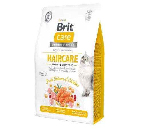 Brit Care Cat GF Haircare Healthy & Shiny Coat (Лосось, курица) 7 кг