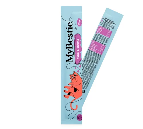 MyBestie Крем-Лакомство с тунцом и креветками, 15 г х 5 шт