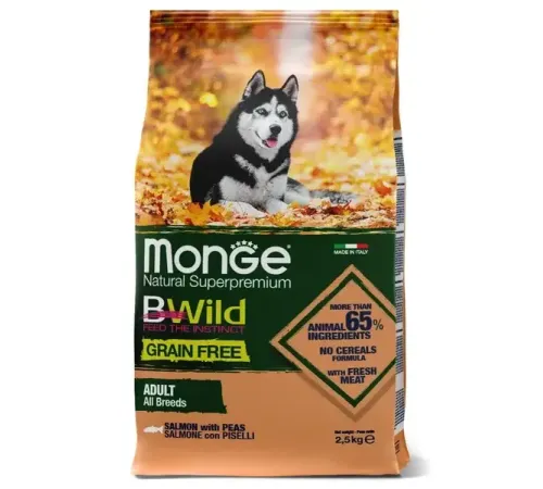 Monge Dog BWild Grain Free Adult All Breeds (Лосось), 2,5 кг