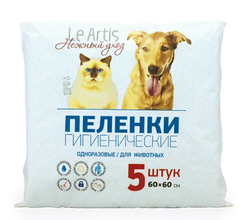 Le Artis Пеленки впитывающие для животных M, 60х60 (5 шт/уп)
