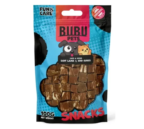 Bubu Pets Косточки из баранины и трески, мягкие, 100 г