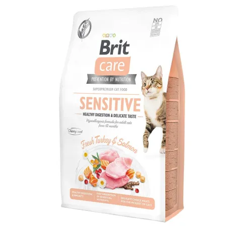 Brit Care Cat GF Sensitive Healthy Digestion & Delicate Taste (Индейка, лосось) 7 кг