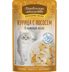 Деревенские лакомства Курица с лососем в нежном желе, 70 г