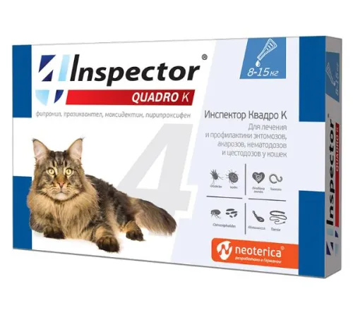 Экопром Inspector Quadro K для кошек от 8 до 15 кг, 1,5 мл