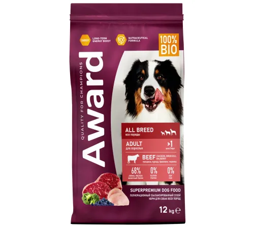 Award Adult Dog (Говядина, курица), 12 кг