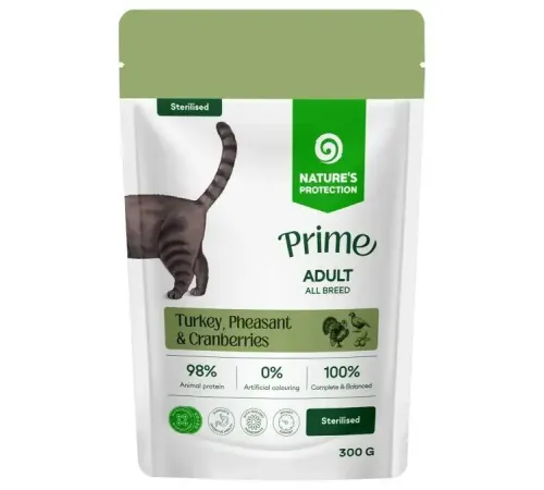 Nature's Protection Prime Adult Sterilised (Индейка, фазан и клюква в соусе), 85 г