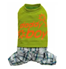 Doggy Dolly Комбинезон Daddy boy клетчатый с салатовой футболкой, M