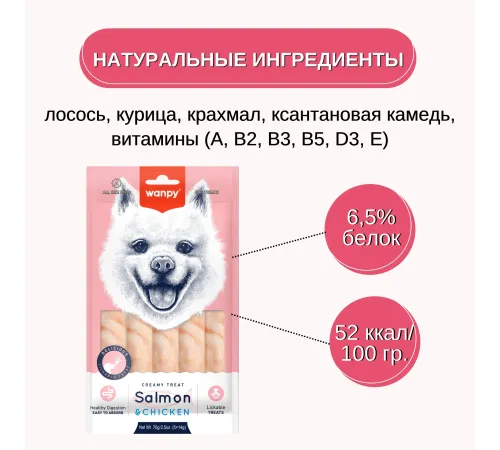 Wanpy Dog Нежное пюре из лосося и курицы, 70 г