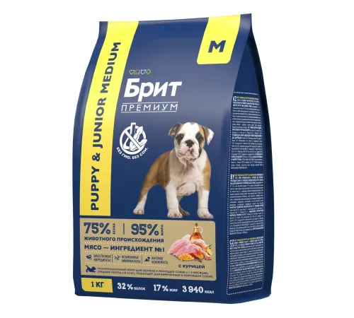 Брит Премиум Puppy & Junior Medium (Курица), 1 кг