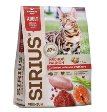 SIRIUS для взрослых кошек (Мясной рацион), 400 г