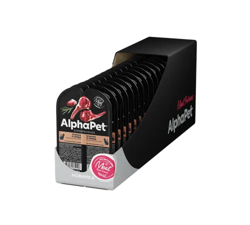 AlphaPet Superpremium Ягненок и сердце мясные кусочки в желе для кошек, 80 г