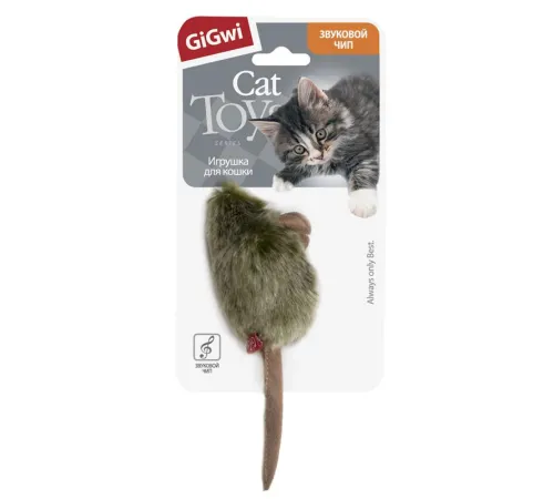 GiGwi MELODY CHASER Мышка со звуковым чипом коричневая, 15 см