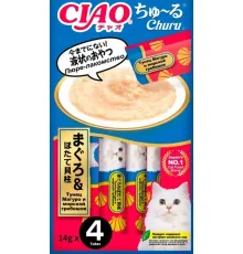 INABA CIAO Churu Тунец Магуро с морским гребешком, 4 х 14 г (упаковка)