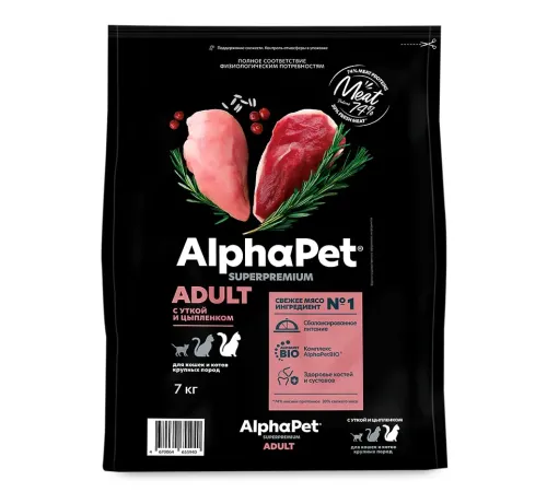 AlphaPet Superpremium Cat Adult (Утка, цыпленок), 7 кг