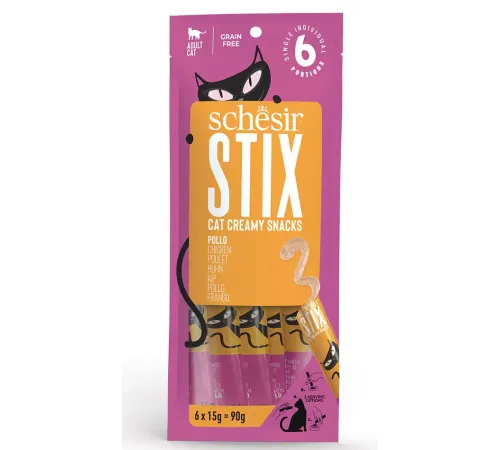 Schesir Stix Крем-лакомство с курицей, 15 г х 6 шт