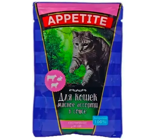 Appetite для кошек Мясное ассорти в соусе, 85 г